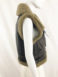 NEW Sandro Shearling Leather Vest Designer Size Small