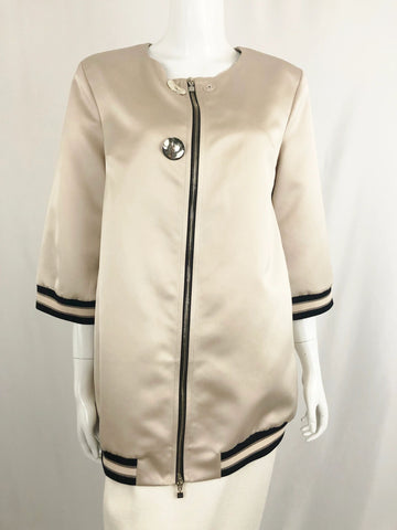 D. Exterior Satin Bomber Coat Size M