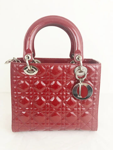 Lady Dior Medium Patent Leather Bag