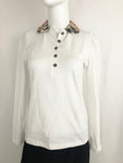 NEW Burberry Check Collar Long Sleeve Size M