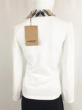 NEW Burberry Check Collar Long Sleeve Size M
