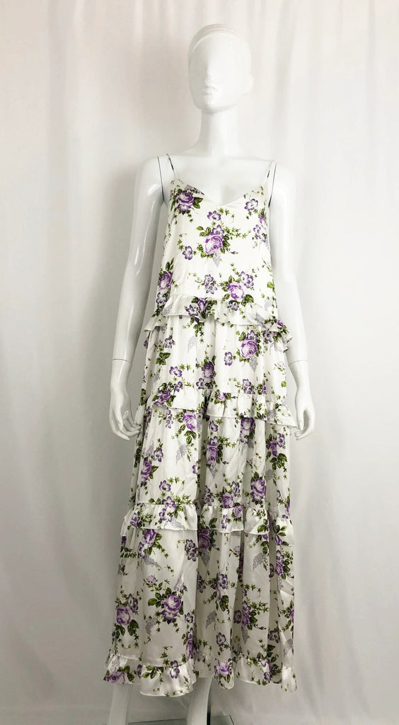 les reveries floral satin dress Les Rveries + Floral-Print Silk-Charmeuse Maxi Dress