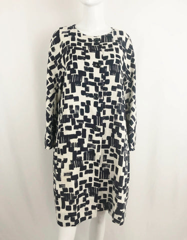 Max Mara Weekend Blue & White Patterned Coat Size 12